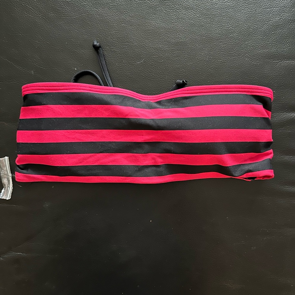 DKNY Magenta Red and Black Bandeau Bikini Top — never worn